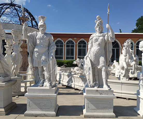 Marble roman soldier statue