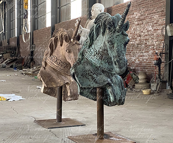 bronze horse head statue