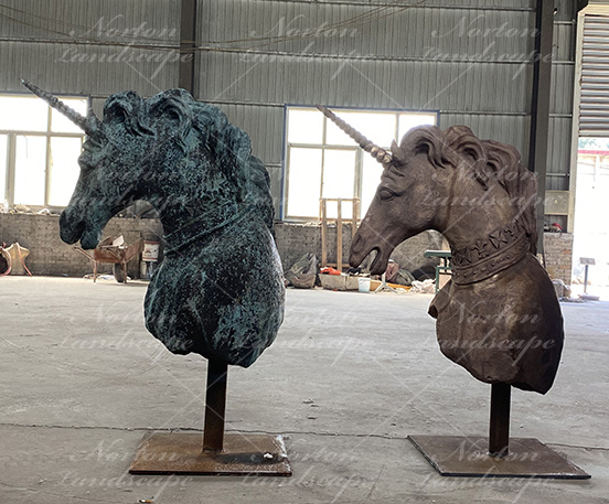 bronze horse head statue