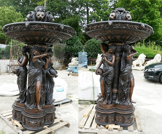 Bronze woman statue fountain