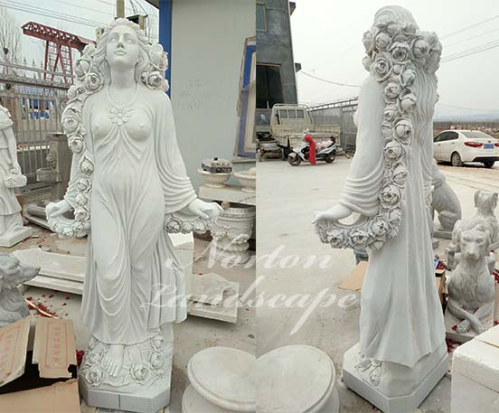 Marble woman flowers statues