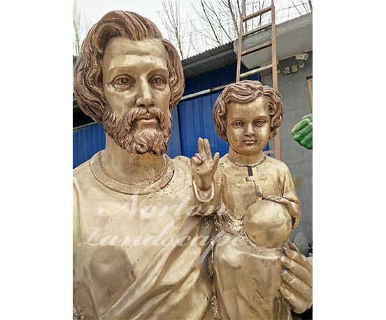 Bronze religion man and child statue