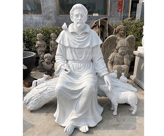 Jesus Good Shepherd Garden Marble Statue