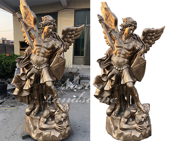 bronze saint michael statue