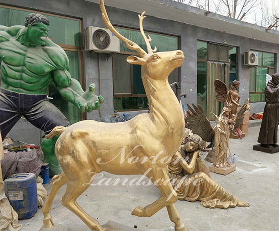 Brass deer statue