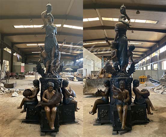 Large woman and children statues bronze fountain