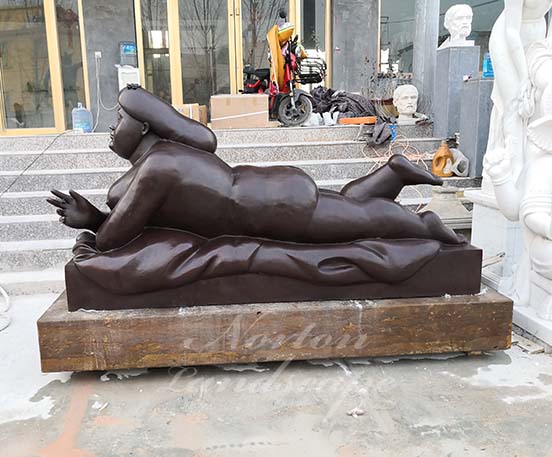 Fernando botero nude fat lady bronze statue