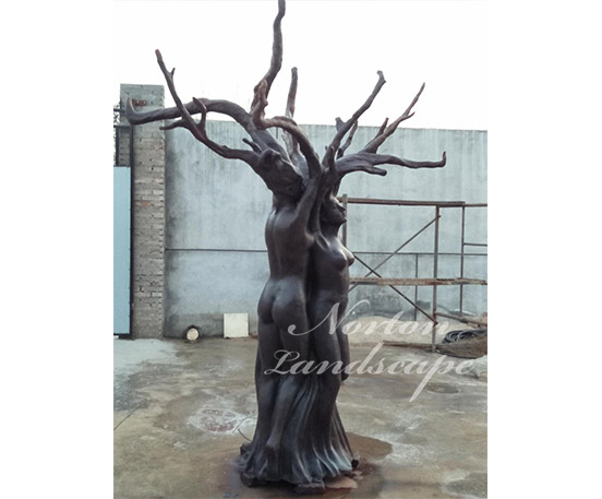 Bronze tree woman statue