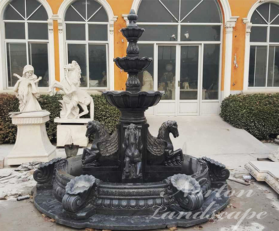 Black Marble Horse Water Fountain