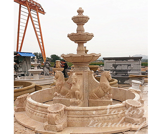Antique Granite Horse Statues Water Fountain