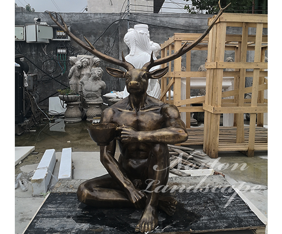 Bronze art deer head figure statue