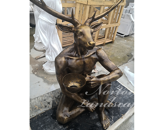 Bronze art deer head figure statue