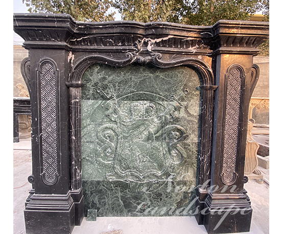 Luxury black stone marble fireplace