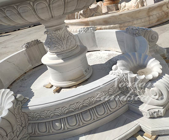 European style white marble water fountain
