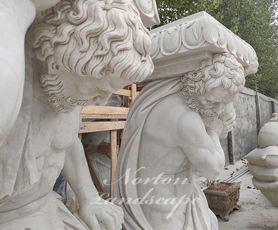 Marble roman figure statues pillar