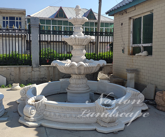 White marble water fountain