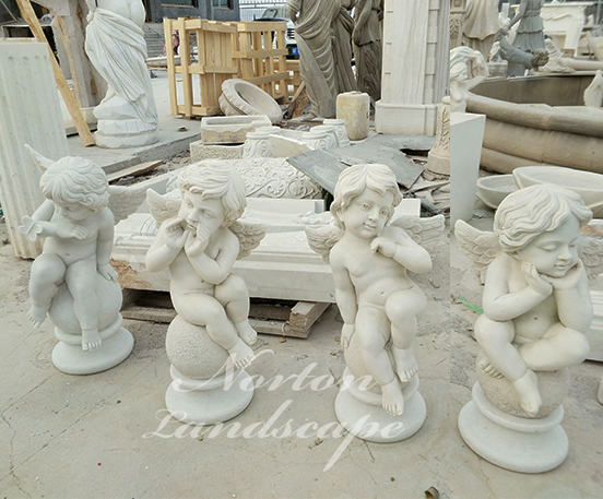 Marble cherub statue