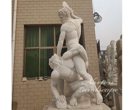 Marble Roman man fighting statue