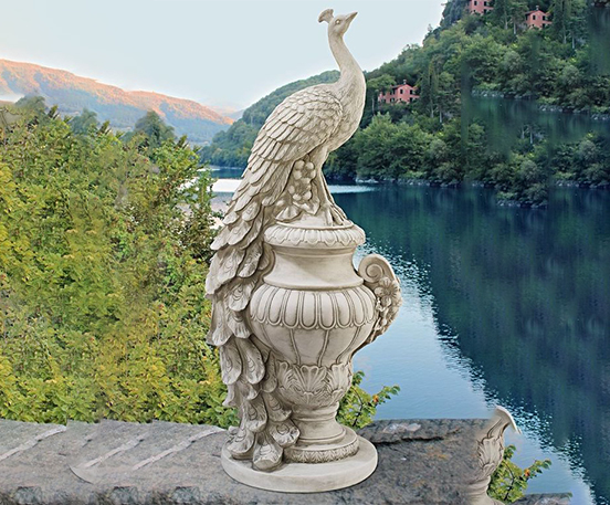 Stone peacock statue flowerpot