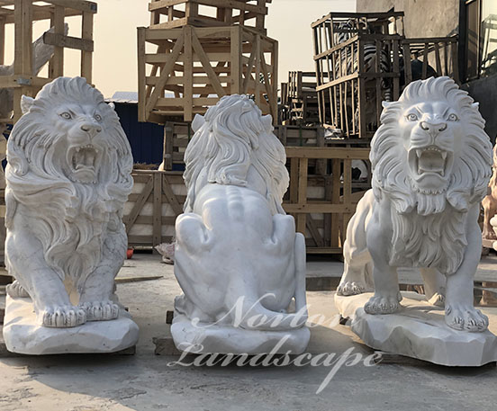 Custom stone lion statues