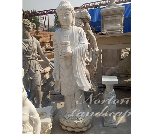 White marble standing buddha statue