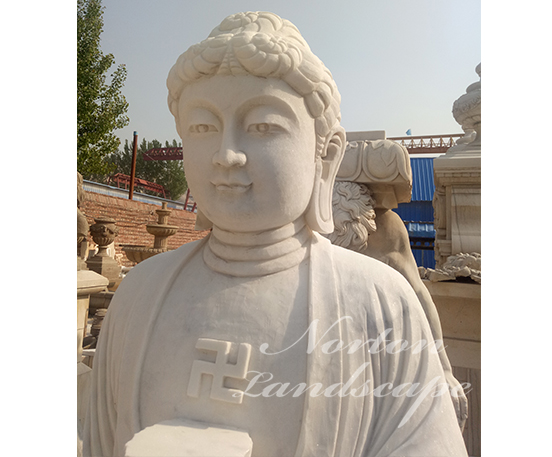 White marble standing buddha statue