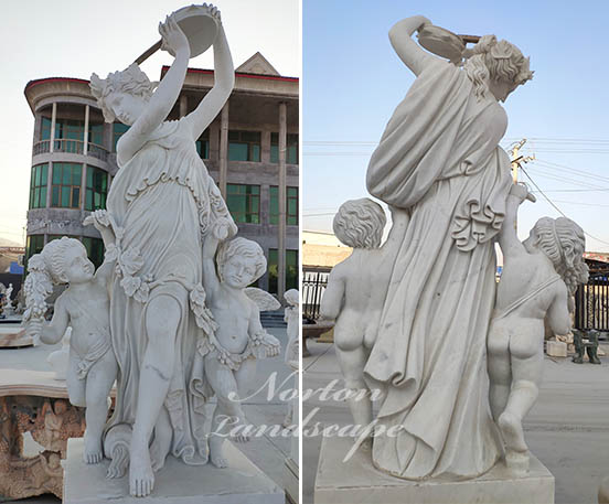 Marble woman and children statues