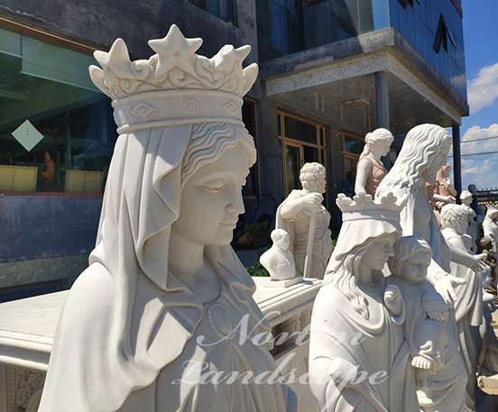 White marble virgin mary statue