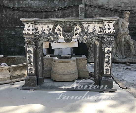 Antique luxury black stone fireplace