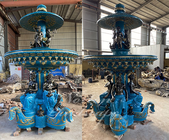 Large luxury bronze water fountain with statues