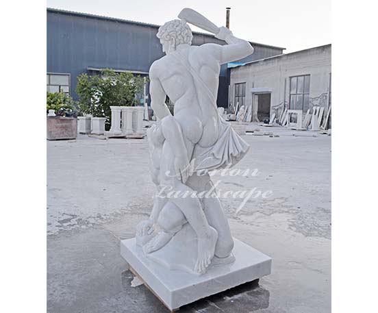 Marble roman figure fighting statue