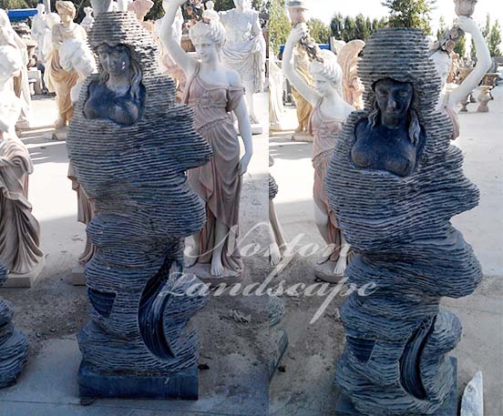 Black abstract marble woman statue