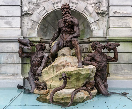 Bronze roman figure water fountain