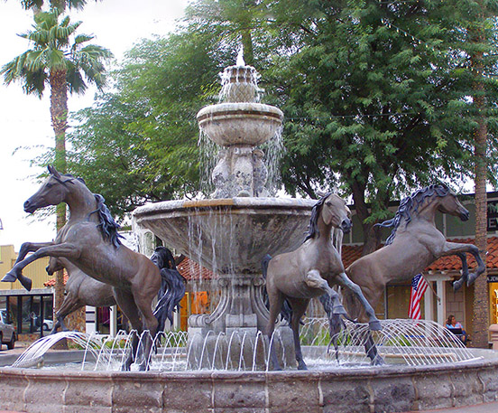 Bronze horse statue fountain