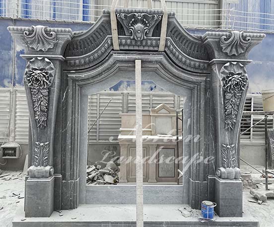 Large marble black fireplace