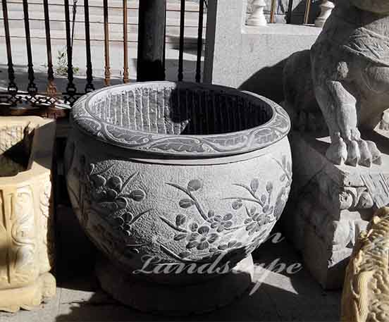Antique chinese style square stone flower pots