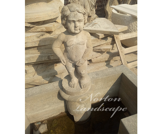 Antique granite children statue fountain