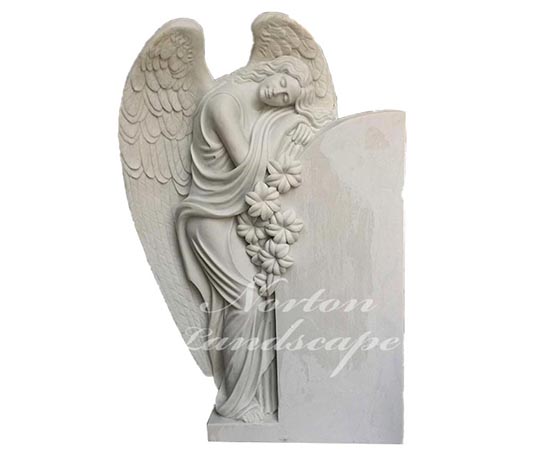 Marble weeping angel statue tombstone