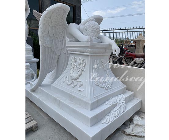 Marble beautiful weeping angel sculpture statue