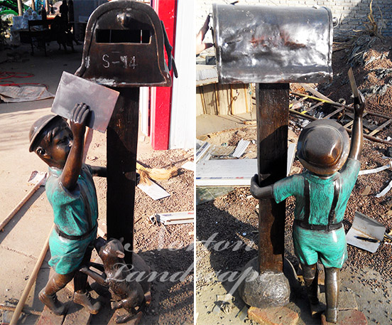 Children statue bronze mailbox