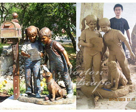 Children statue bronze mailbox