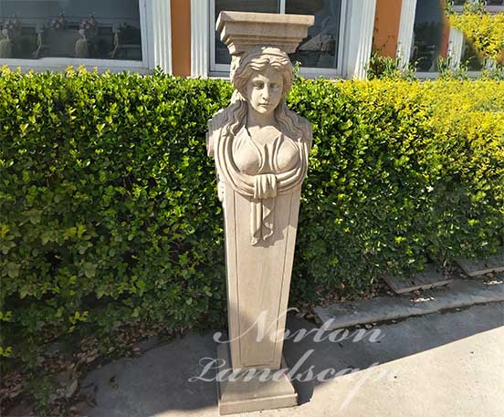 Antique woman statue pillar