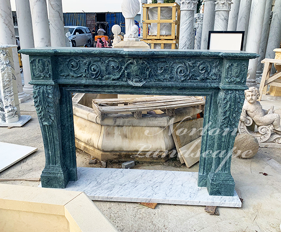 Luxury green marble stone firepace