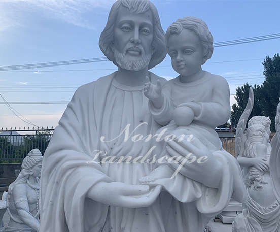 Life size marble jesus and children statue sculpture
