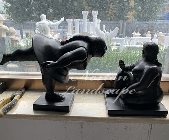 Bronze Fernando Botero fat lady statues