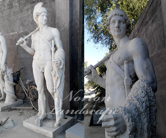 White marble stone roman man soldier statue