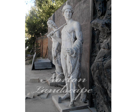 White marble stone roman man soldier statue