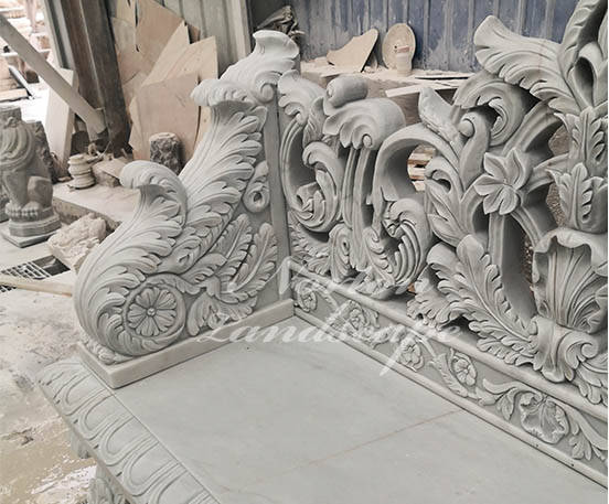 Luxury carved white marble bench