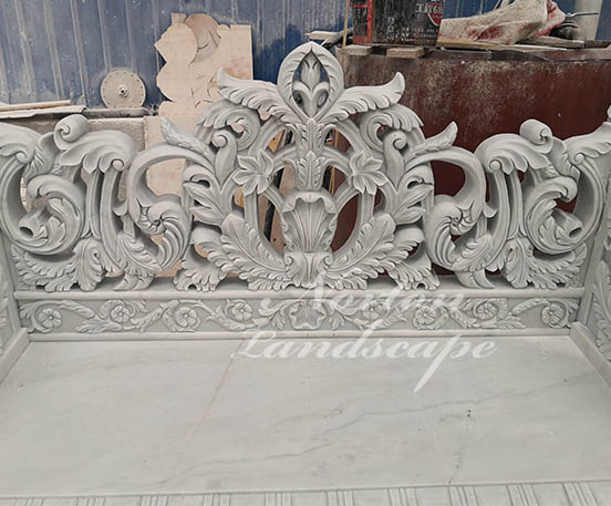 Luxury carved white marble bench