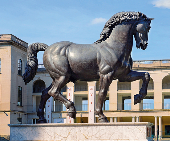 Antique bronze running horse statue